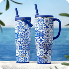 Indigo Tiles To-Go Tumbler 30oz