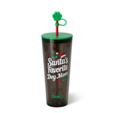 Santa's Favorite Dog Mom Plastic Tumbler 24oz