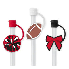We've Got Spirit Black + Red Straw Topper Set