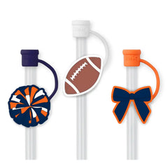 We've Got Spirit Navy + Orange Straw Topper Set
