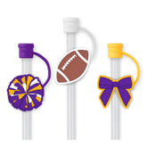 We've Got Spirit Purple + Yellow Straw Topper Set