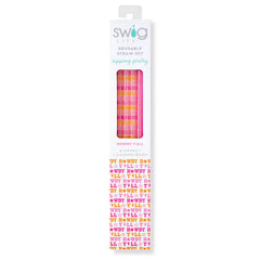 Howdy Y'all + Pink Glitter Reusable Straw Set