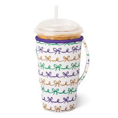 Mardi Gras Bows Large Iced Cup Coolie