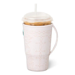 Saddle Stitch Cream Large Iced Cup Coolie