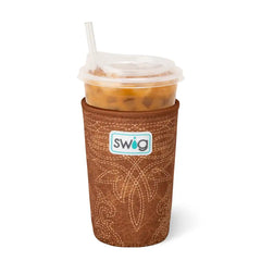 Saddle Stitch Cognac Medium Iced Cup Coolie