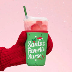 Santa's Favorite Nurse Medium Iced Cup Coolie