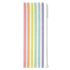 Rainbow Glitter Reusable Straw Set