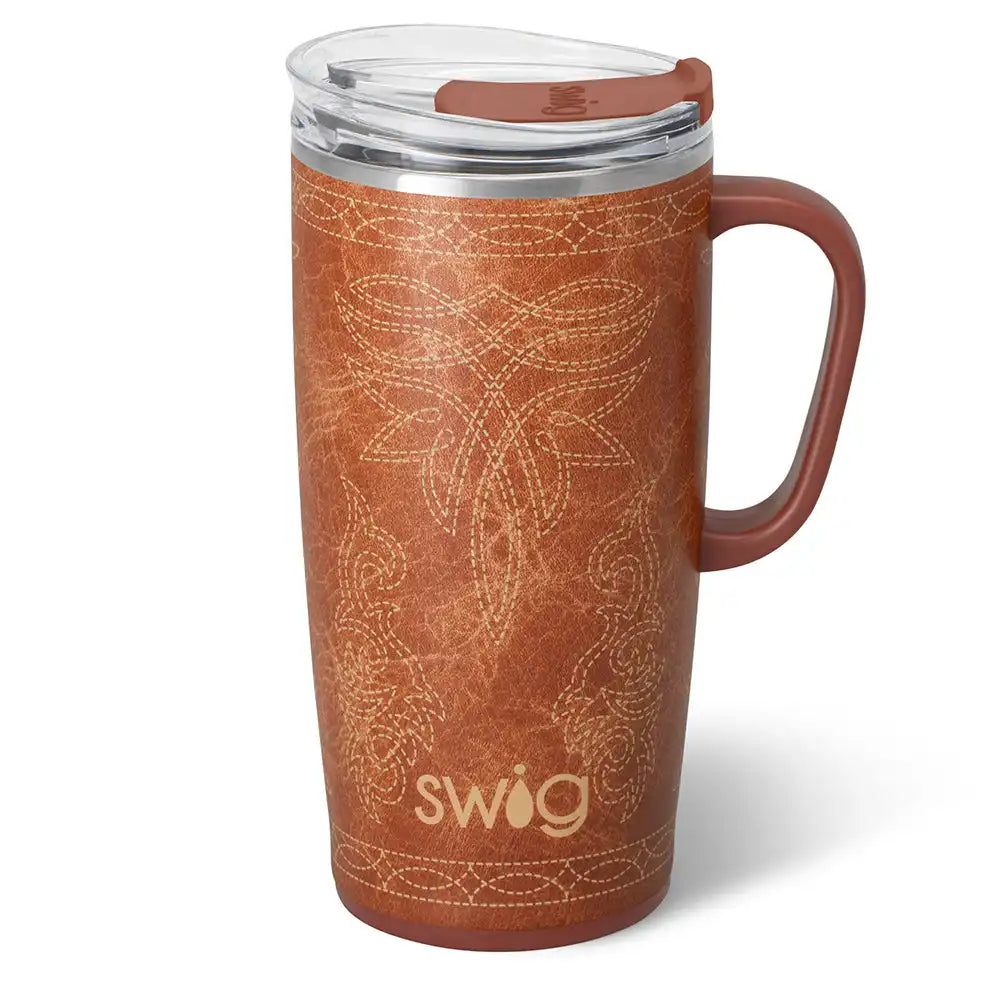 Saddle Stitch Cognac Travel Mug 22oz