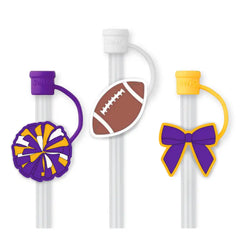 We've Got Spirit Purple + Yellow Straw Topper Set