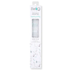 Bride to Be + Silver Glitter Reusable Straw Set