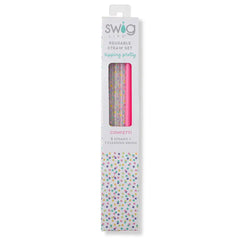 Confetti + Pink Reusable Straw Set